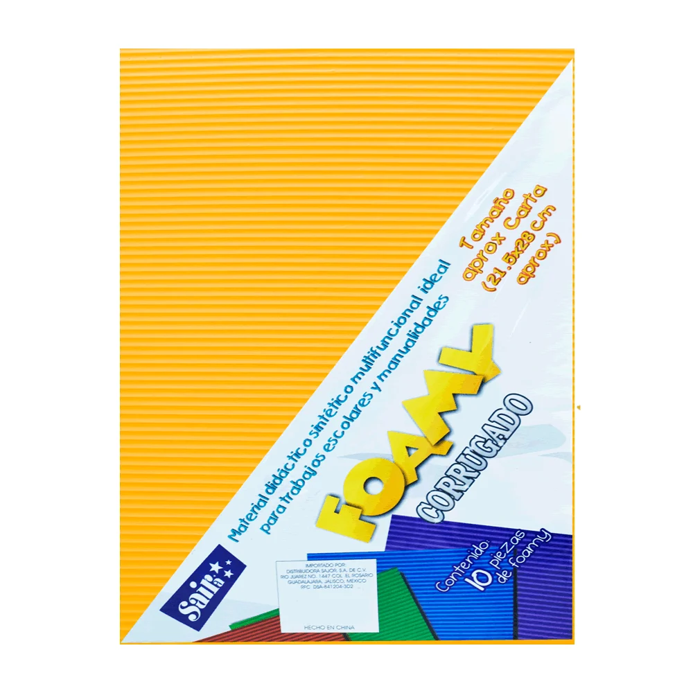 Paquete con 10 hojas de foamy corrugado tamaño carta color amarillo /…