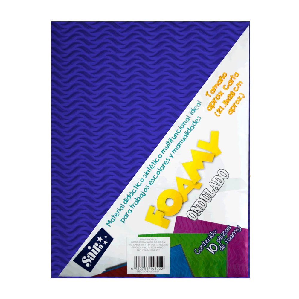 Paquete con 10 hojas de foamy ondulado tamaño carta color azul marino…