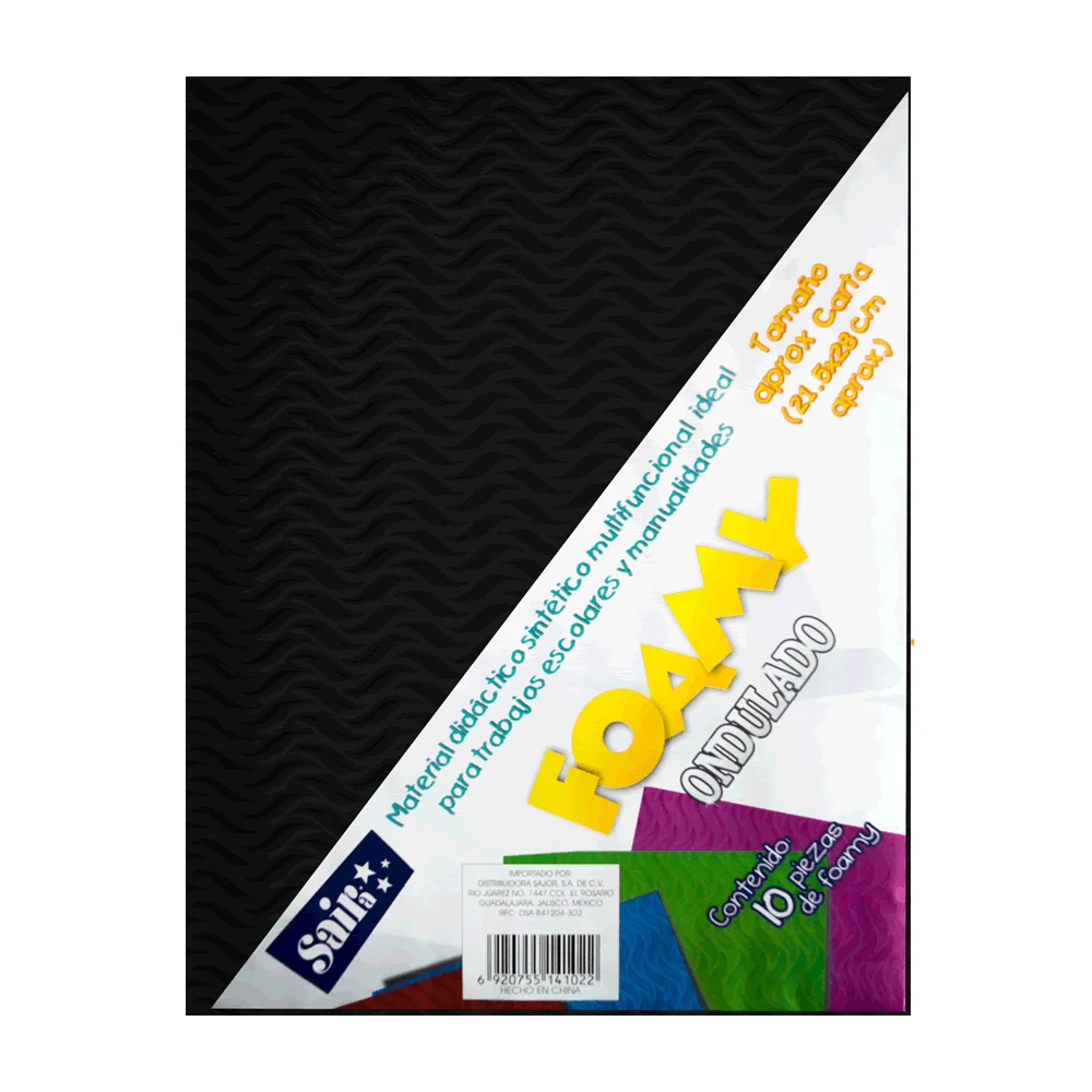 Paquete con 10 hojas de foamy ondulado tamaño carta color negro / 141…