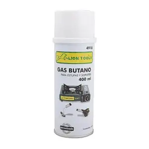 Lata de gas butano lion tools para estufas y sopletes 400ml / 4918