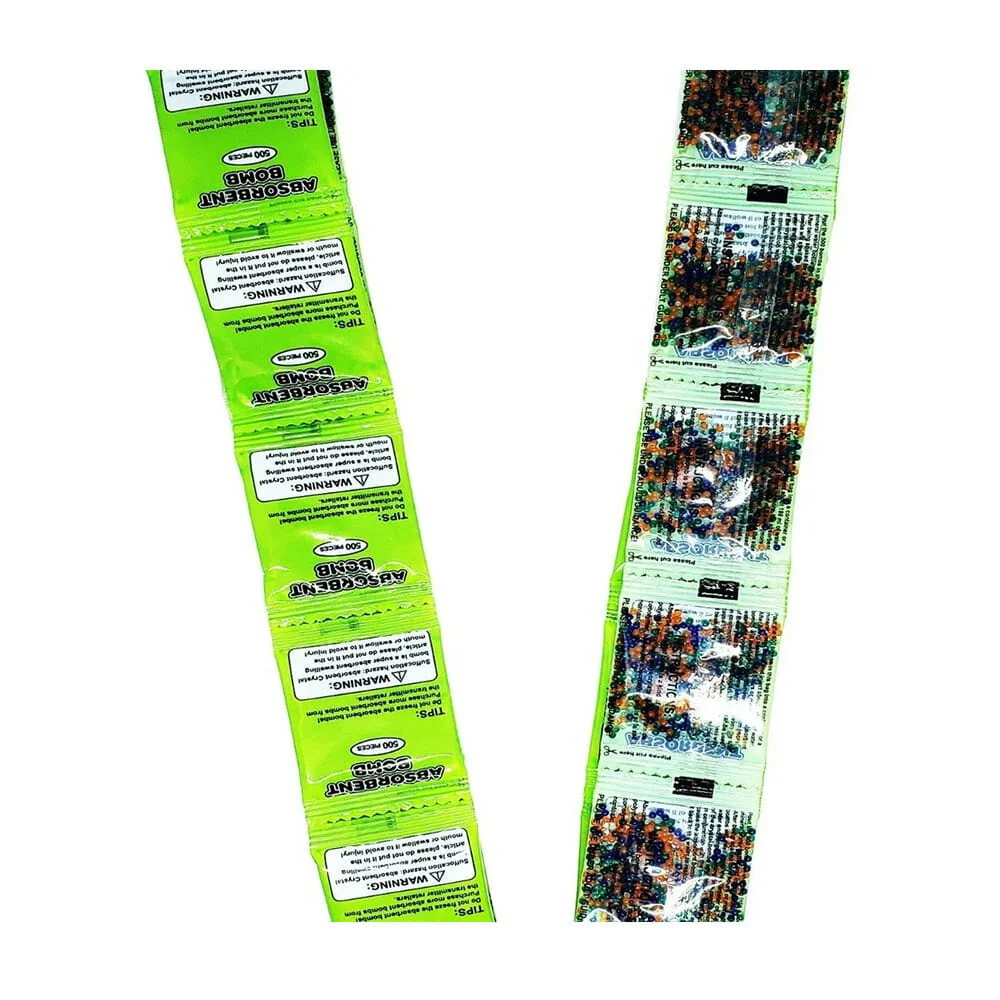 Tira con 20 sobres de 500 bolitas de hidrogel, variedad de colores / …