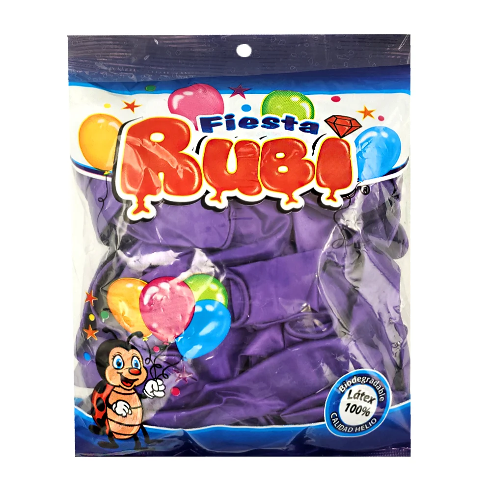 Paquete con 50 globos de latex fiesta rubí color morado perla, 9in / …