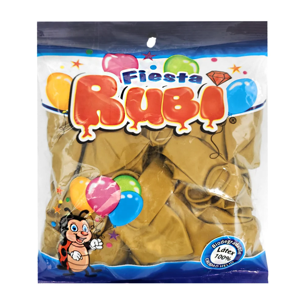 Paquete con 50 globos de latex fiesta rubí color oro, 9in / oro50pz