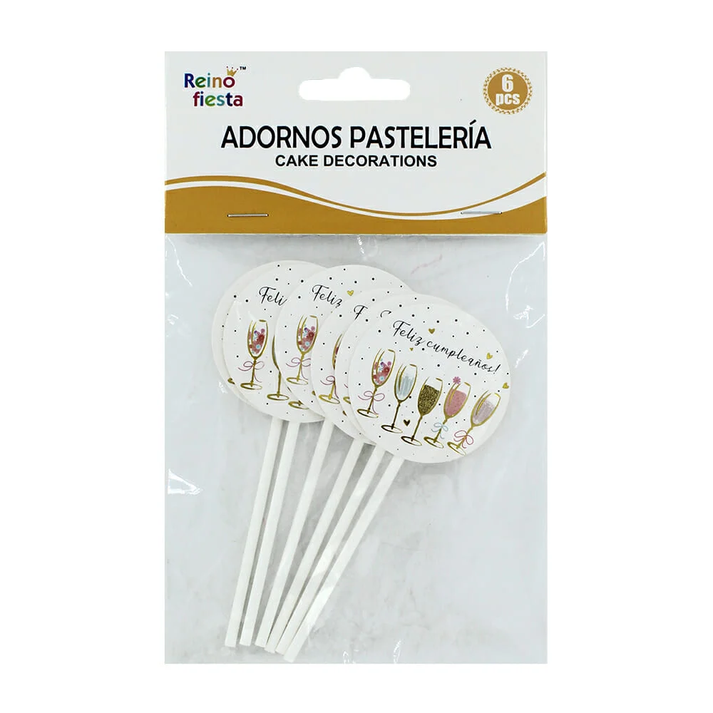 Paquete de 6 mini letreros redondos reino fiesta con diseño feliz cum…