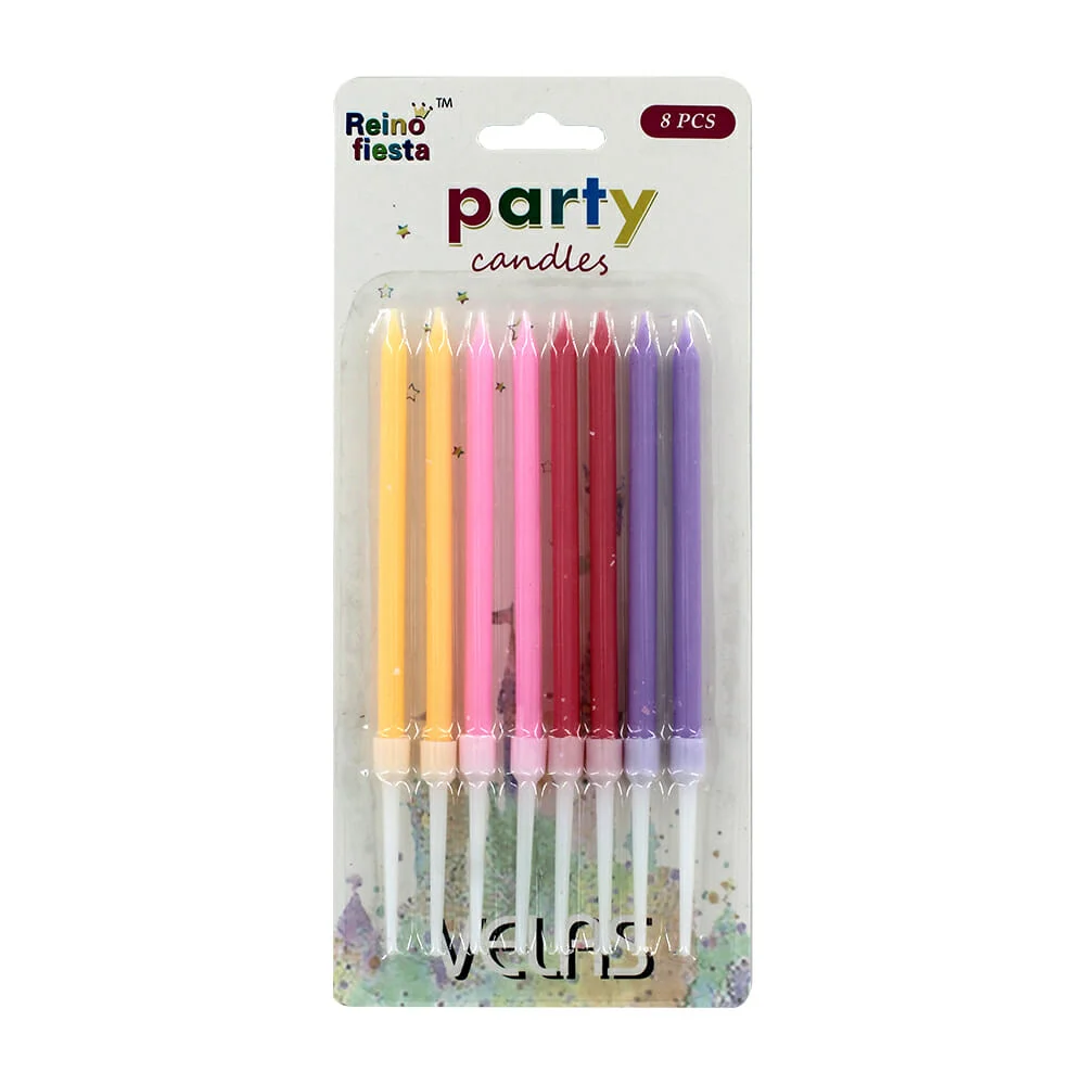 Paquete con 8 velas largas reino fiesta de cera para pastel, variedad…