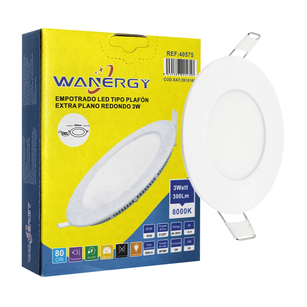 Lámpara led de techo wanergy tipo plafón plano redondo 3w / 8000k 405…