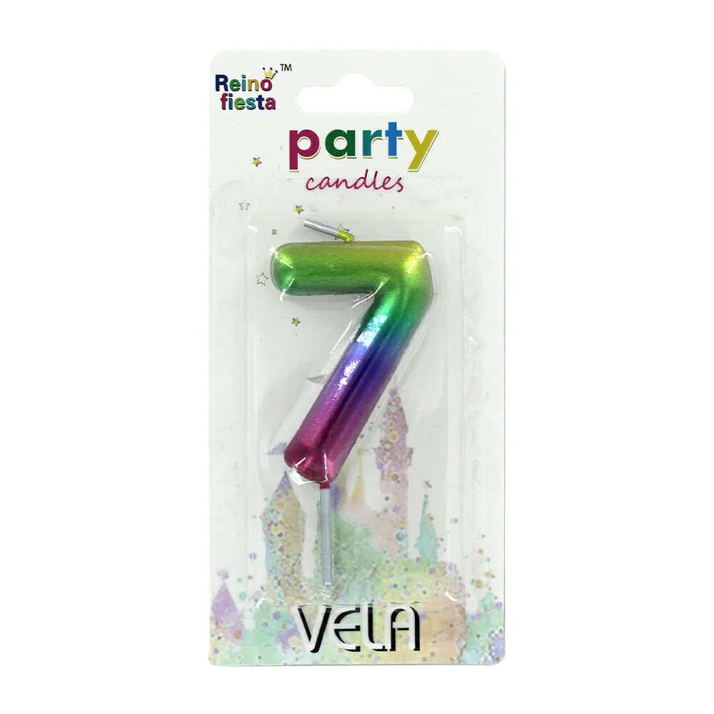 Vela multicolor de cera reino fiesta con forma de número 9cm, varieda…