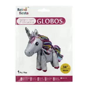 1pza Globo metálico decorativo reino fiesta con forma de unicornio 86…