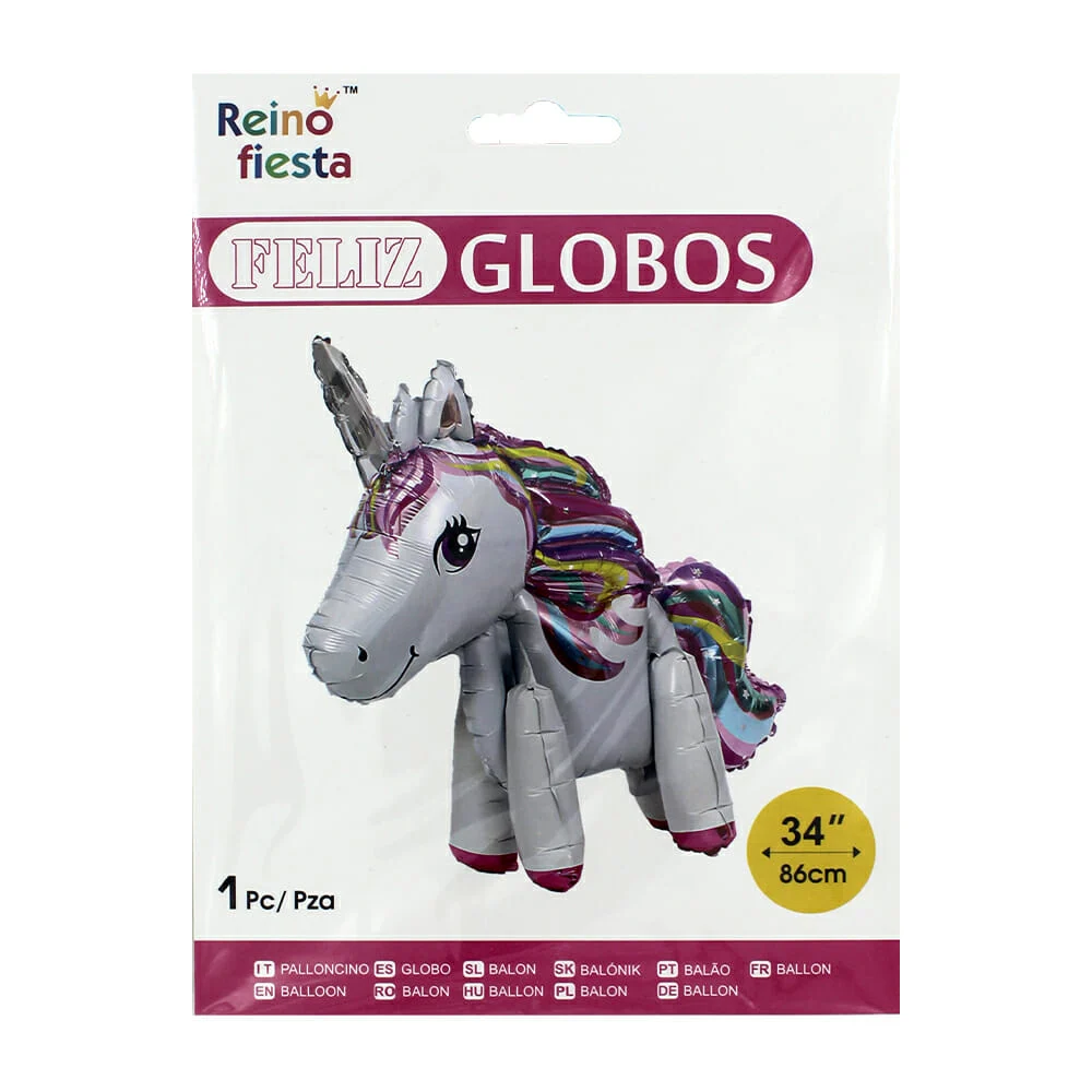 1pza Globo metálico decorativo reino fiesta con forma de unicornio 86…