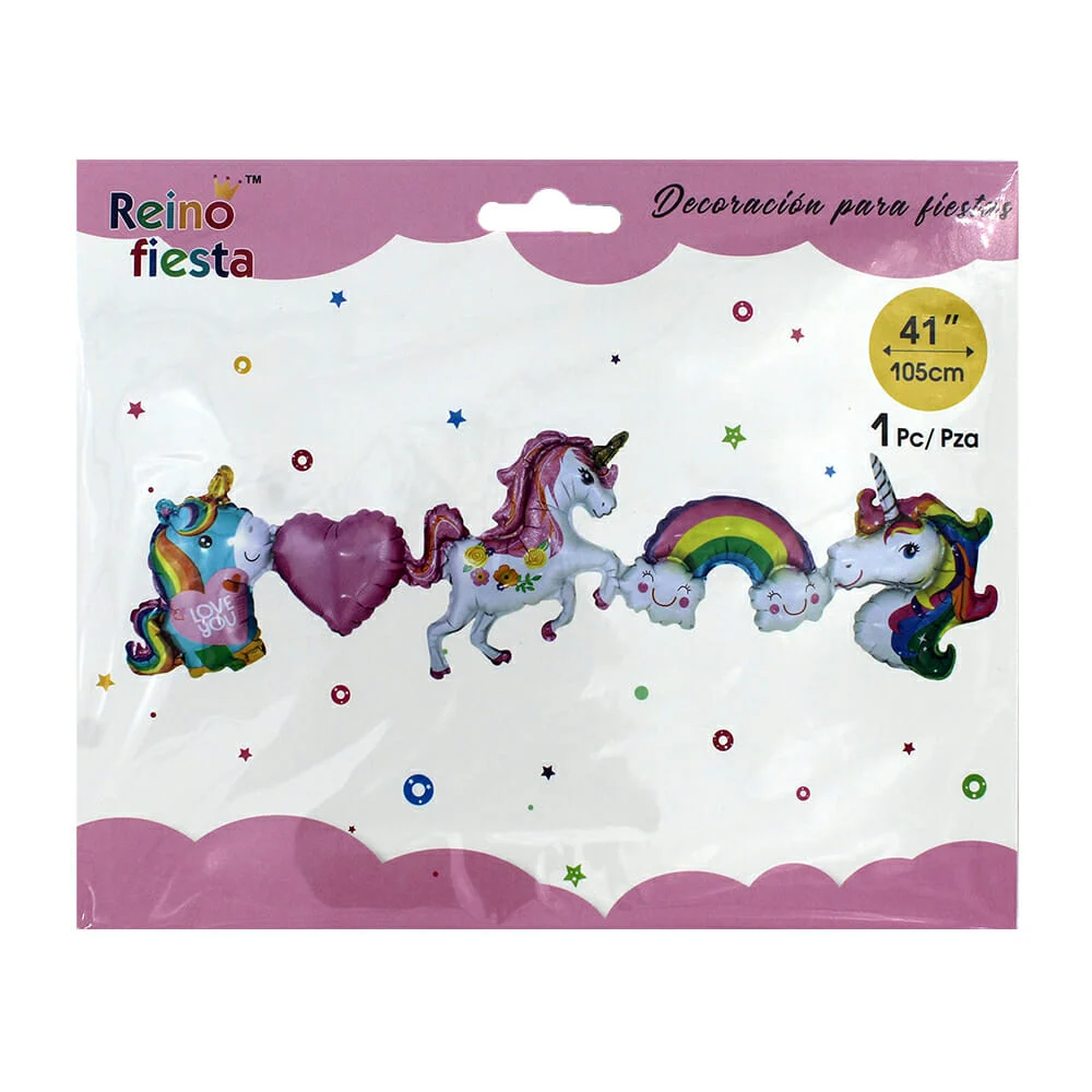 Set de globos reino fiesta en forma de unicornios, corazón y arcoíris…