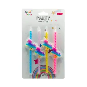 Blíster con 4 velas delgadas alargadas con decoración de unicornio mu…
