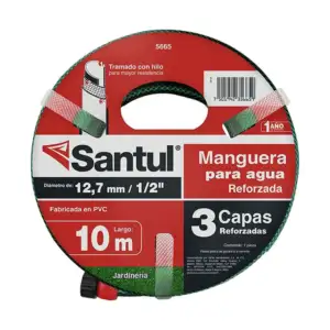 Manguera jardinera santul de 1/2 pulgada con largo de 10 metros y 3 c…