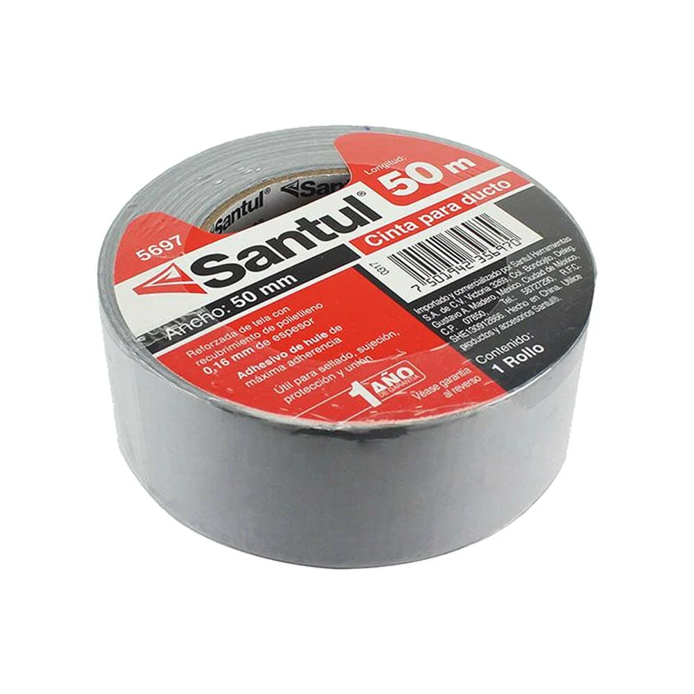 1pza Cinta gris santul de 50 metros con ancho de 50mm para ducto / 01…