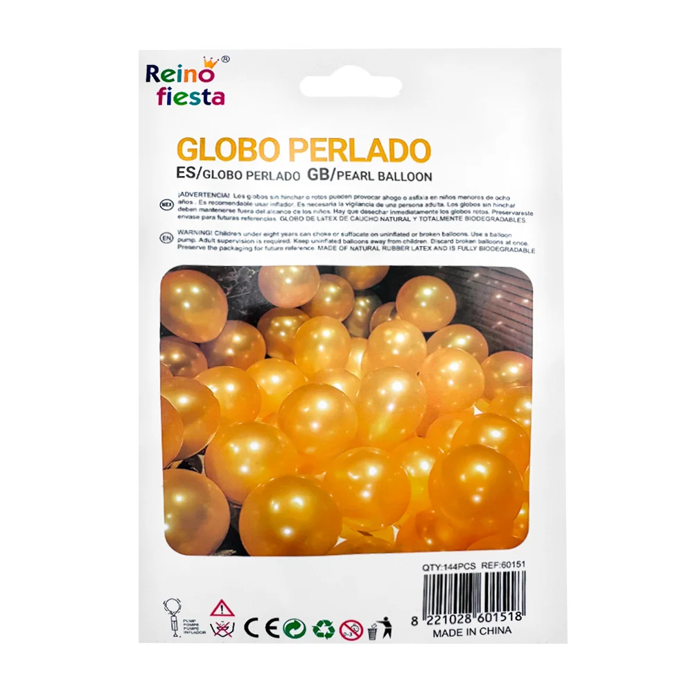 Paquete con 50 globos en tono dorado de 10´-25cm / globo perlado / 60…