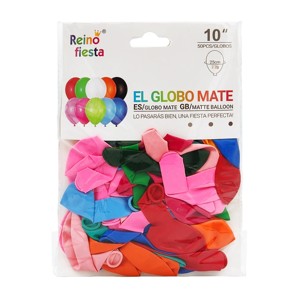 Paquete con 50 globos de 10´ en tono matte, variedad de colores / 601…