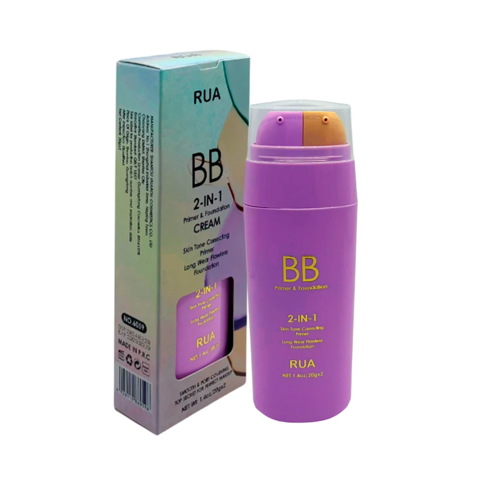 Primer y bb cream rua 2 en 1 correctora de larga duración, 20gx2