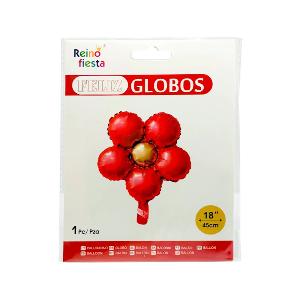 1pz globo en forma de flor de 18´-45cm en color rojo con dorado / 616…