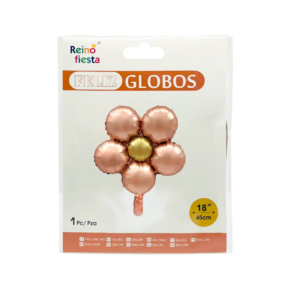 1pz globo en forma de flor de 18´-45cm en color dorado / 61696