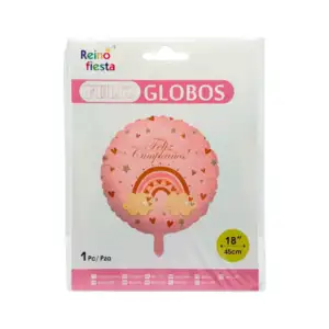 1pz globo redondo de feliz cumpleaños rosa con arcoiris, corazón y es…