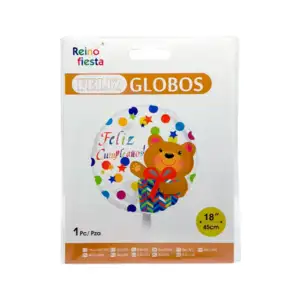 1pz globo redondo de 18´-45cm feliz cumpleaños con estampado de osito…