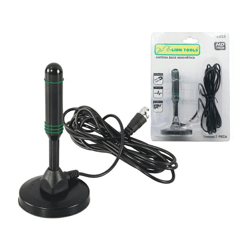 Antena digital lion tools con base magnética y cable coaxial de 2 met…