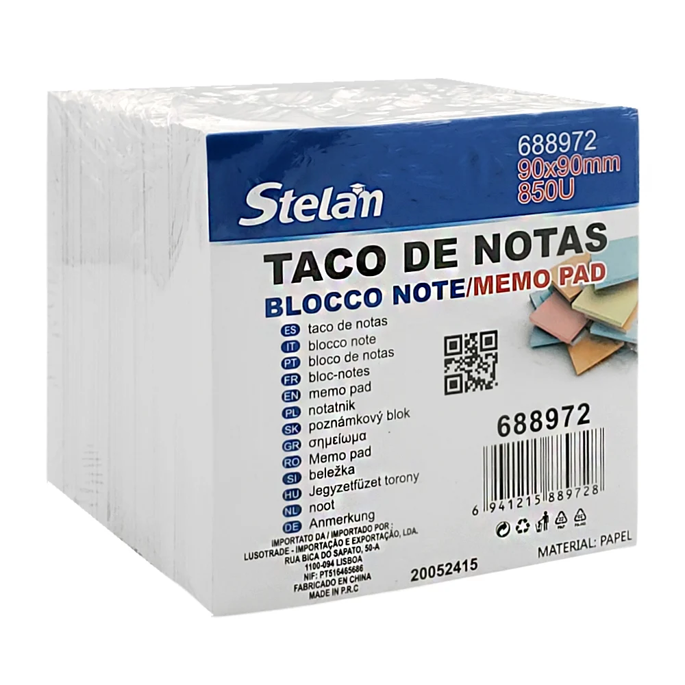 Paquete con 850 notas de 90x90mm / memo pad / taco de notas / 688972