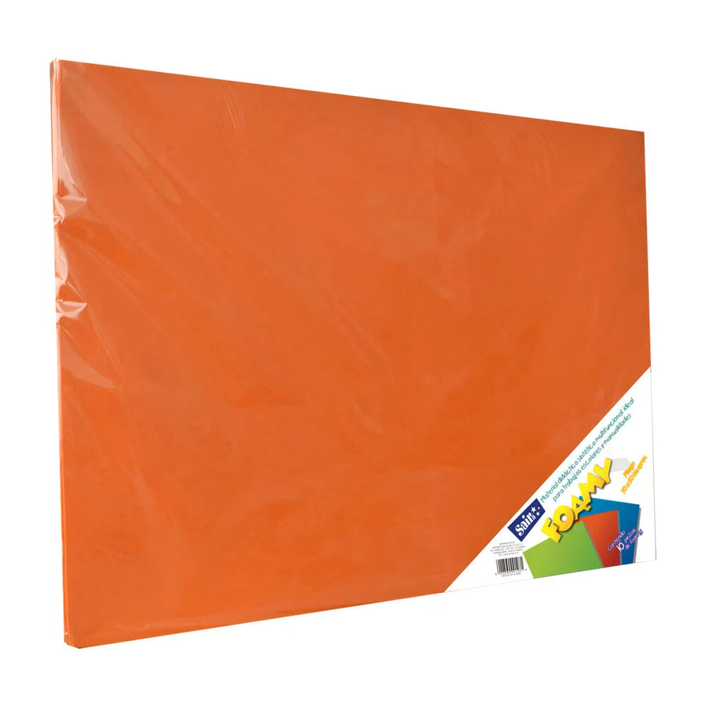 Paquete con 10 hojas de foamy liso color naranja intenso 70x90cm / 05…