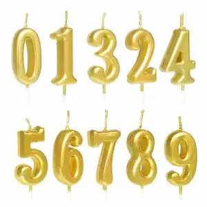 1pza Vela de cumpleaños metálica con forma de número, variedad de col…