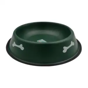 Plato tazón metálico antideslizante con estampado de huesos, 30cm, co…