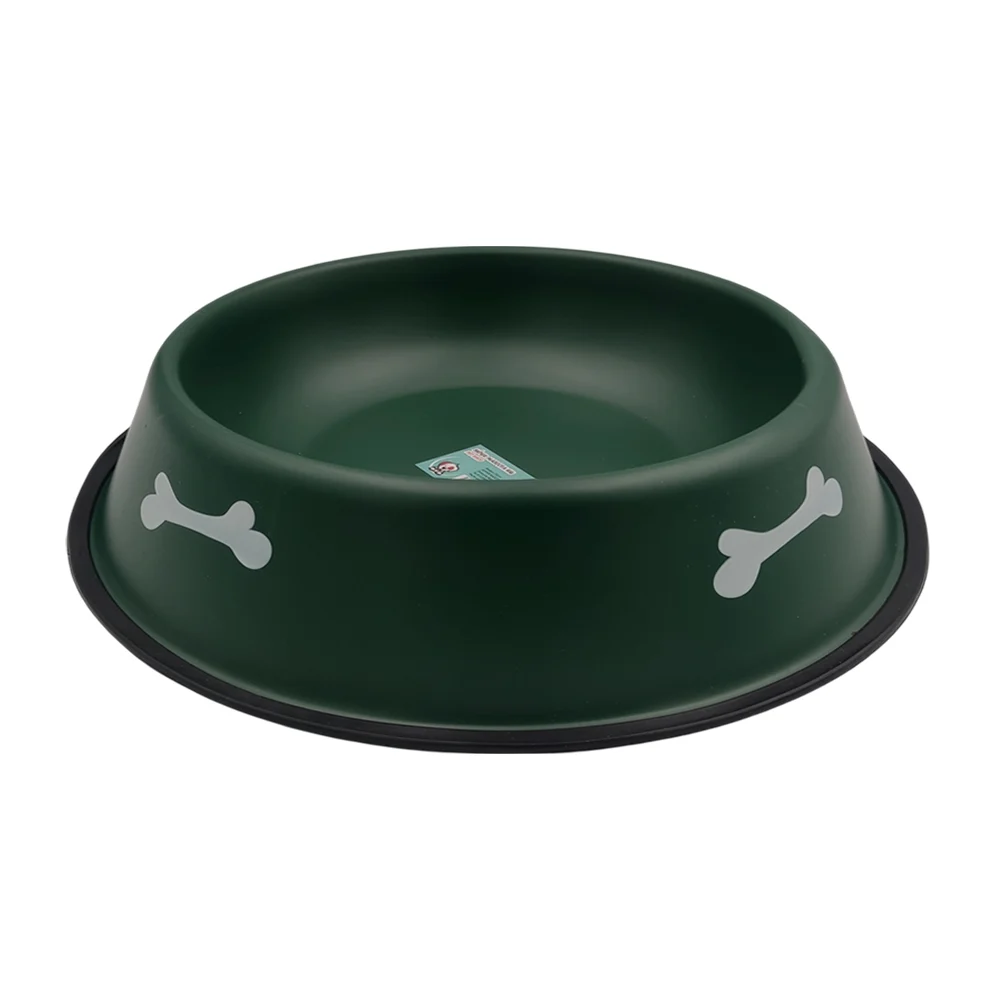 Plato tazón metálico antideslizante con estampado de huesos, 30cm, co…