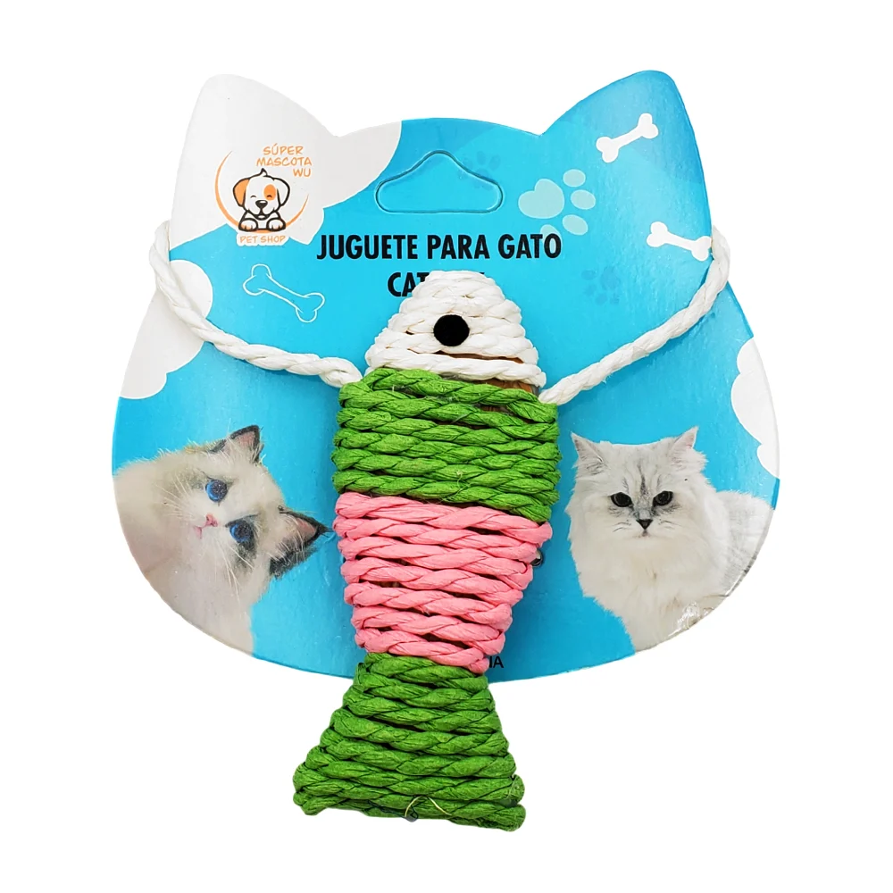 Juguete rascador colgante de yute en forma de pescado, variedad de co…