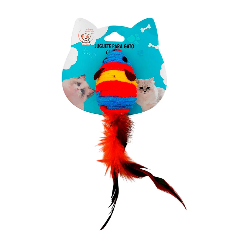 Juguete afelpado en forma de ratón con plumas, colores surtidos / 733…