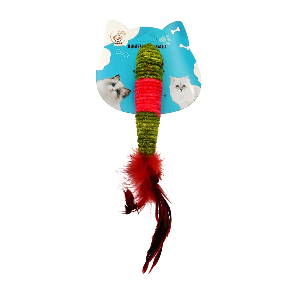 Juguete para gato, alargado con plumas, textura suave, variedad de co…