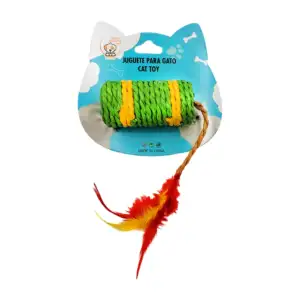 Juguete cilíndrico de yute con decoración de pluma, variedad de color…