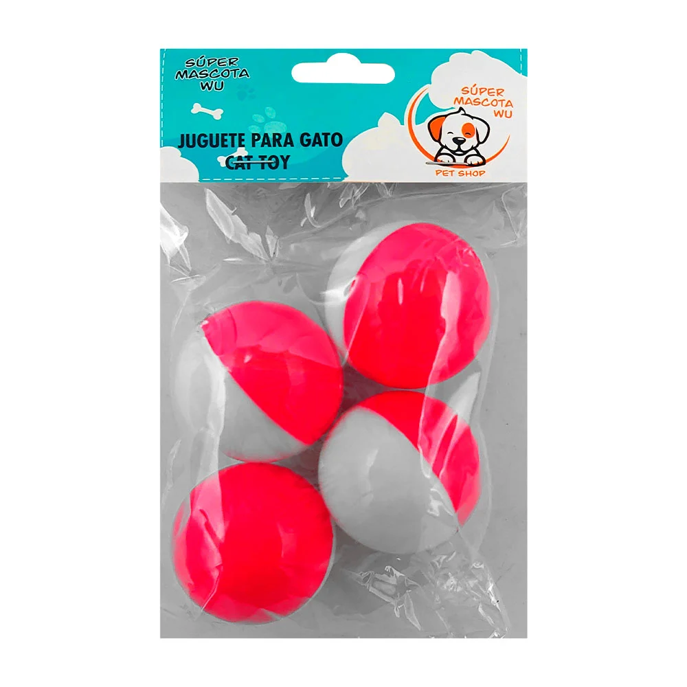 Paquete con 4 pelotas pequeñas de plástico con cascabeles, colores su…