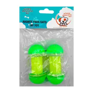 Paquete con 2 juguetes fluorescentes con cascabel para gatos, colores…