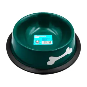 Plato tazón metálico antideslizante con estampado de huesos 16cm, col…