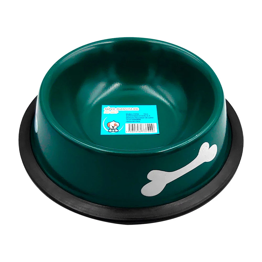 Plato tazón metálico antideslizante con estampado de huesos 16cm, col…