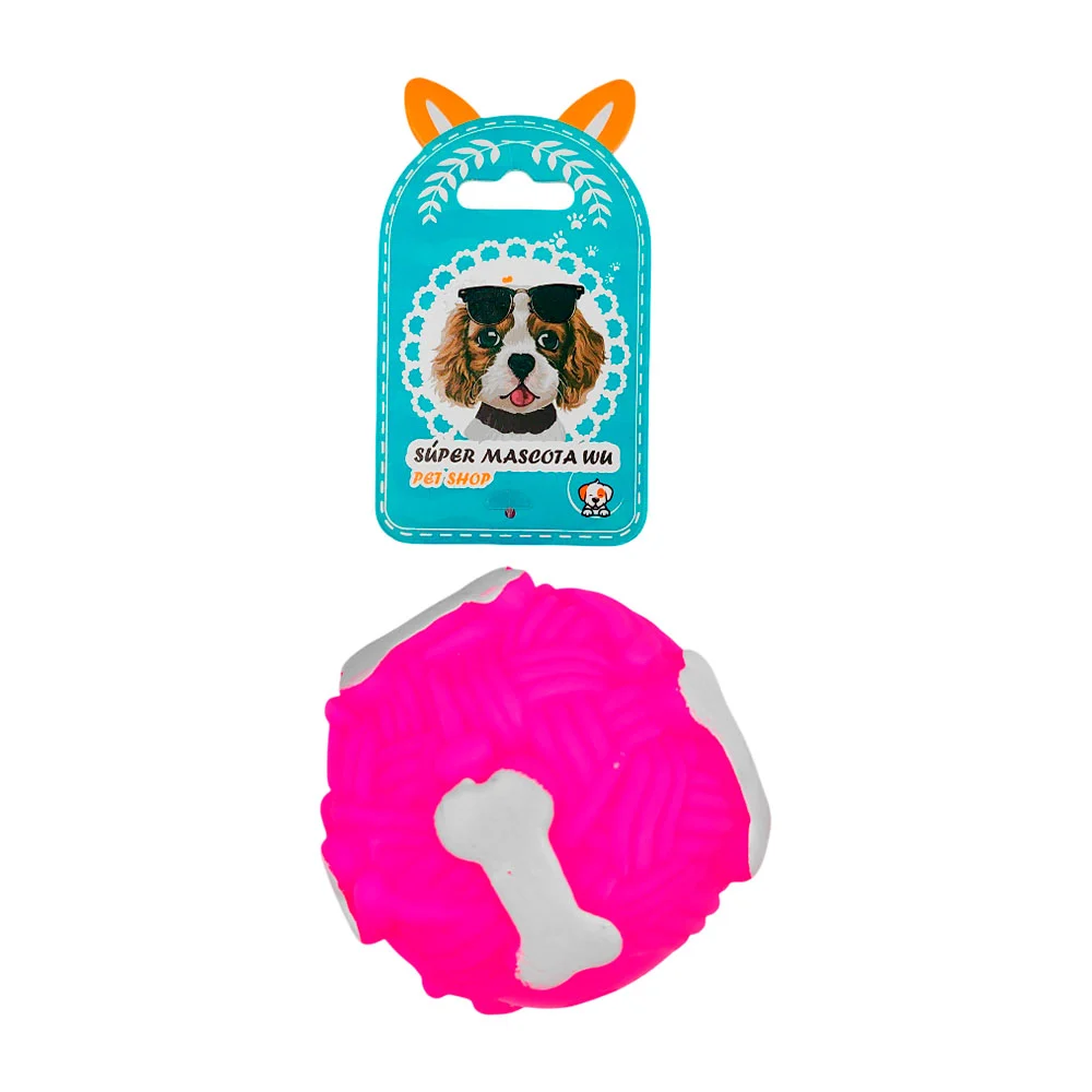Pelota chillona de goma con efecto tejido y relieve de huesos, colore…