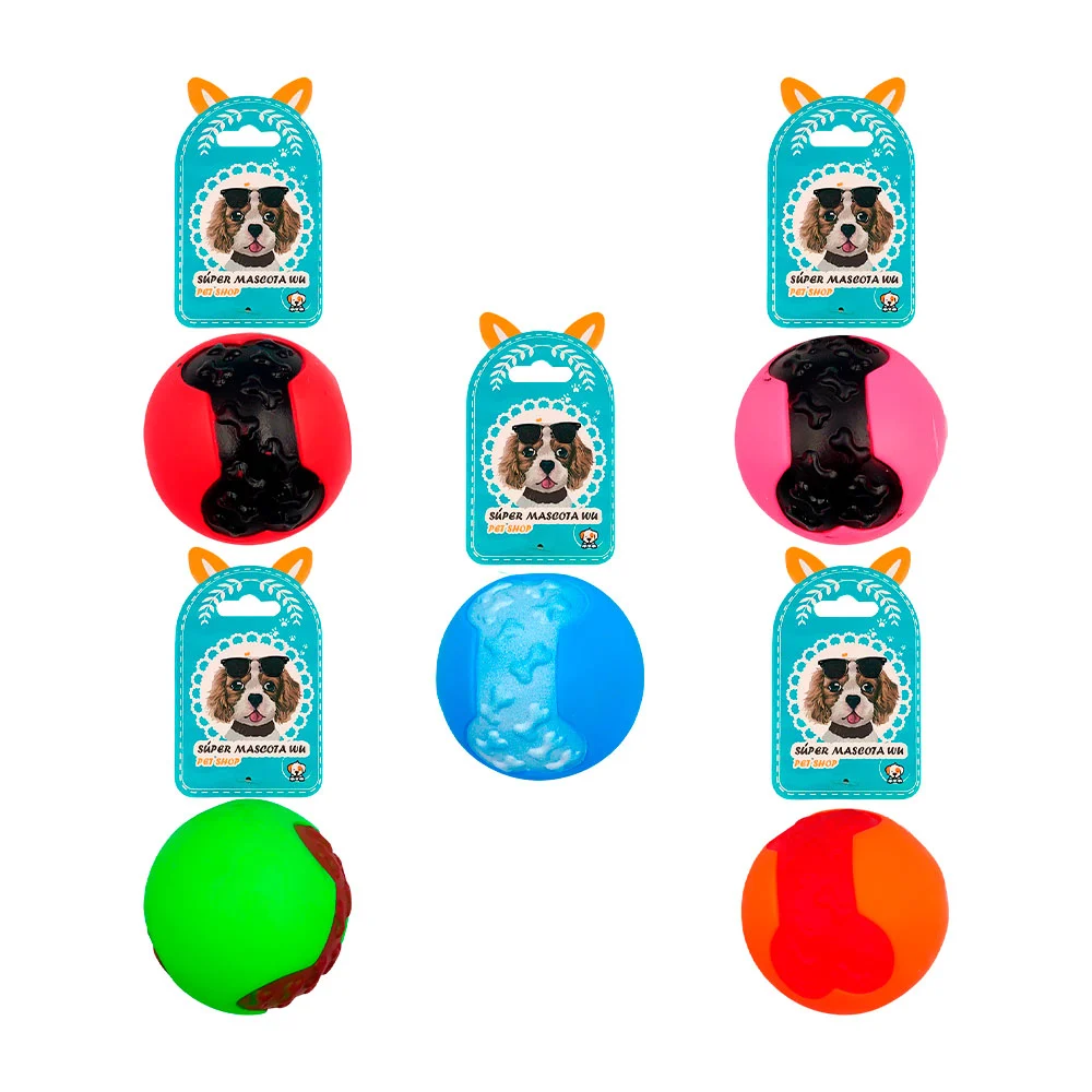 1pz pelota chillona 7.3cm con relieve de huesos, colores surtidos / 7…