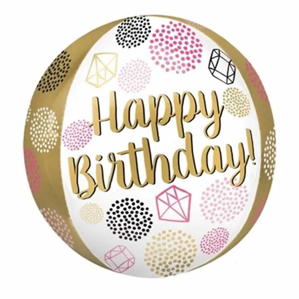 1pza Globo redondo metálico granmark con estampado happy birthday orb…