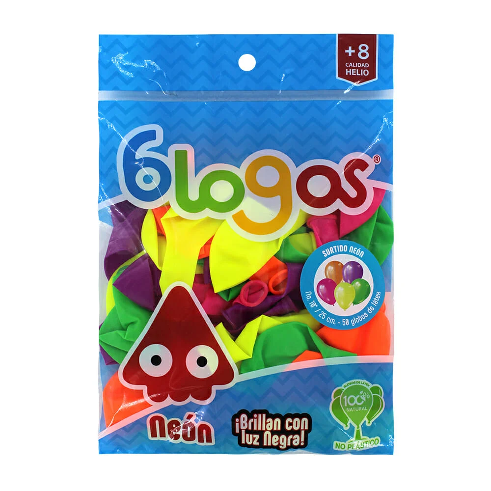 Paquete con 50 globos blogos neón en colores surtidos de látex no.10 …