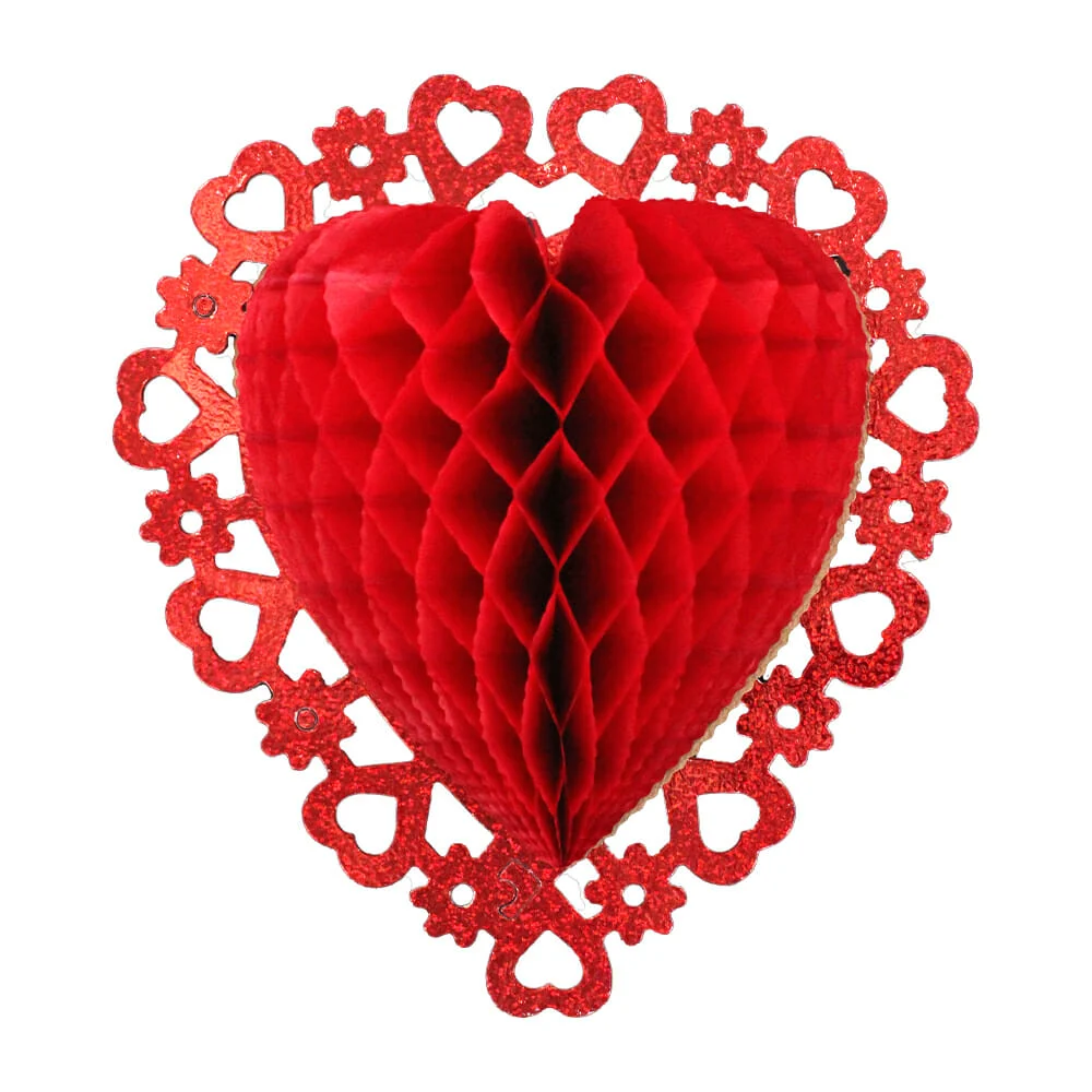 Adorno colgante 3d en forma de corazón de papel china con flores 36x4…