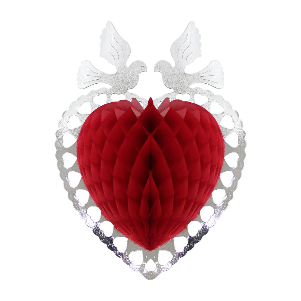 Adorno colgante 3d en forma de corazón de papel china y palomas 32x45…