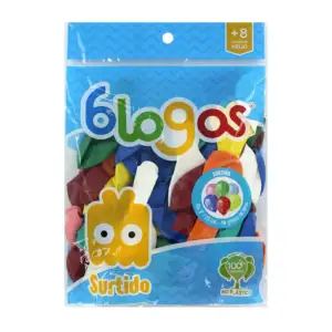 Paquete con 50 globos blogos de colores surtidos de 9 in - 23 cm