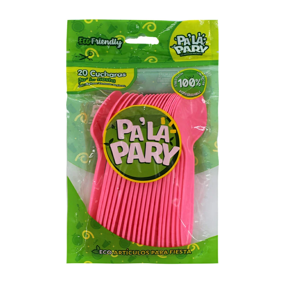 Paquete con 20 cucharas de plástico, variedad de colores / pa la party