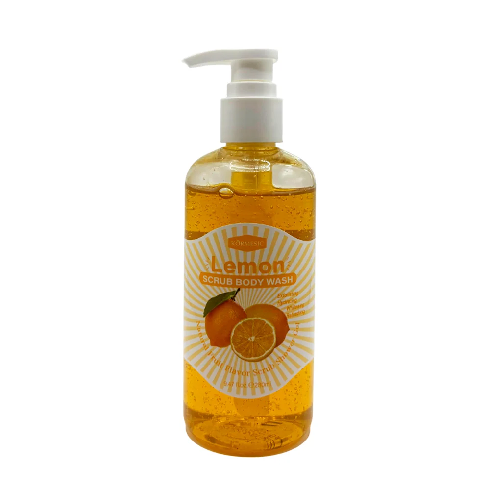 Gel de baño exfoliante kormesic con extracto de limón, 280ml / lemon …