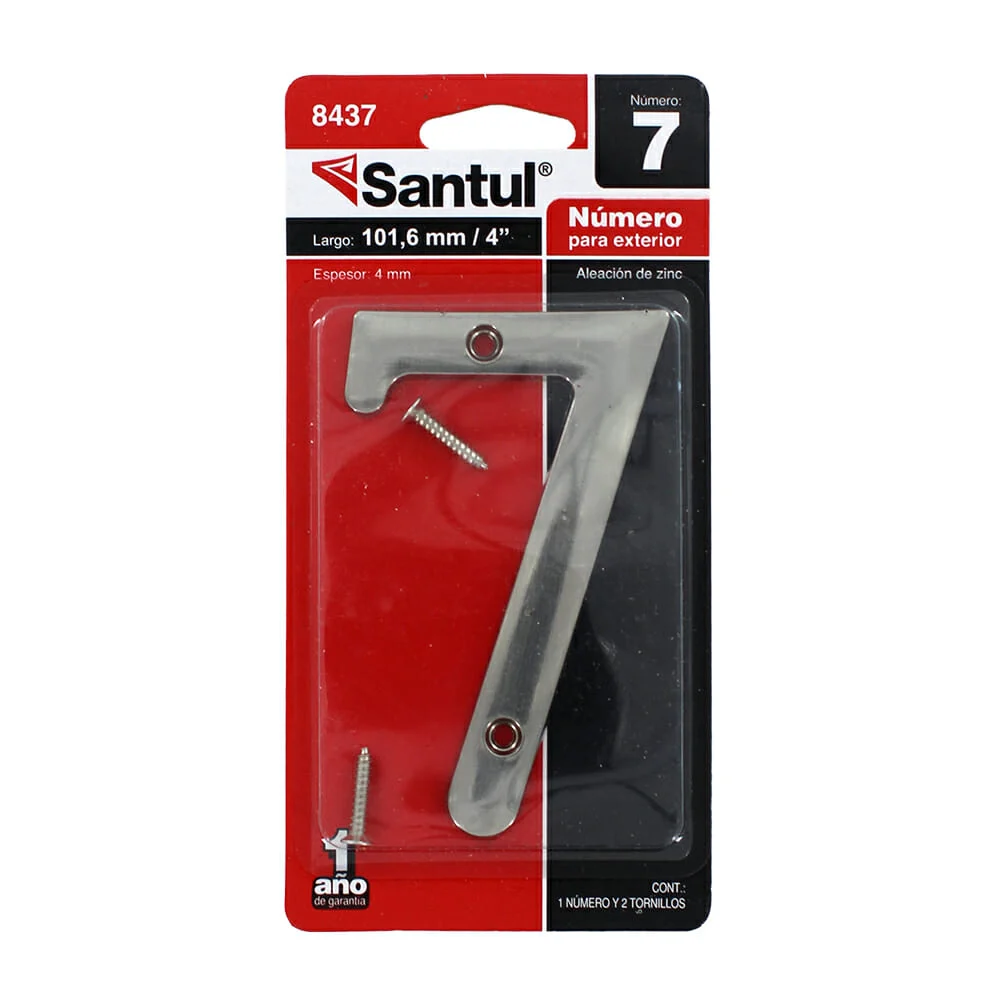 Placa metálica exterior santul de 4 pulgadas en forma de número 7 con…