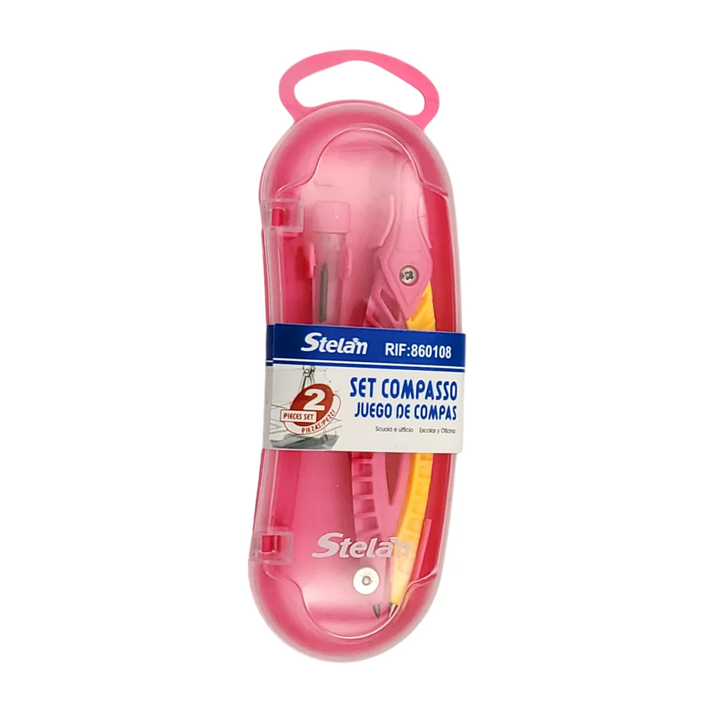 Estuche con compás pequeño de plástico + mini bote con puntas de repu…