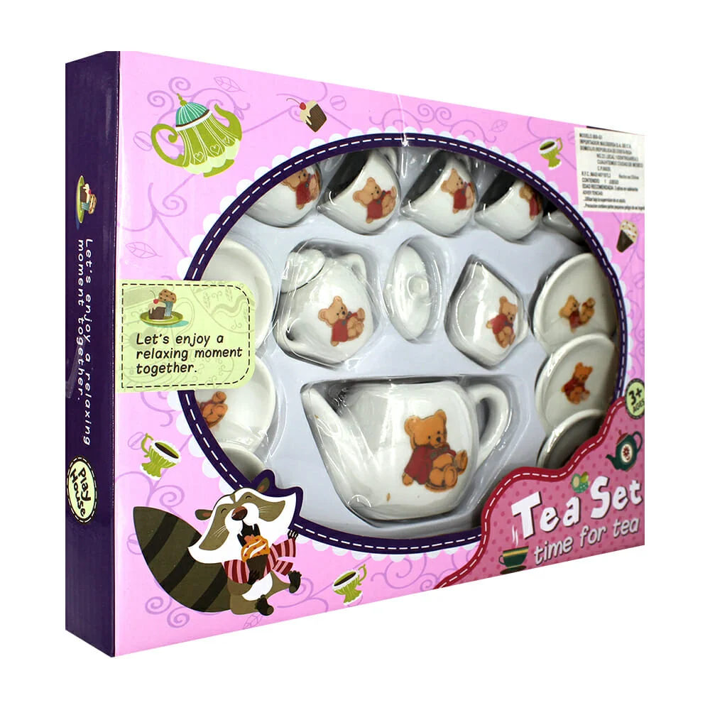 Juego mediano de porcelana con 15 piezas y diseño de oso para juego d…